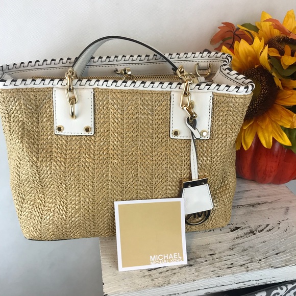 Michael Kors Handbags - Michael kors rosalie straw tote